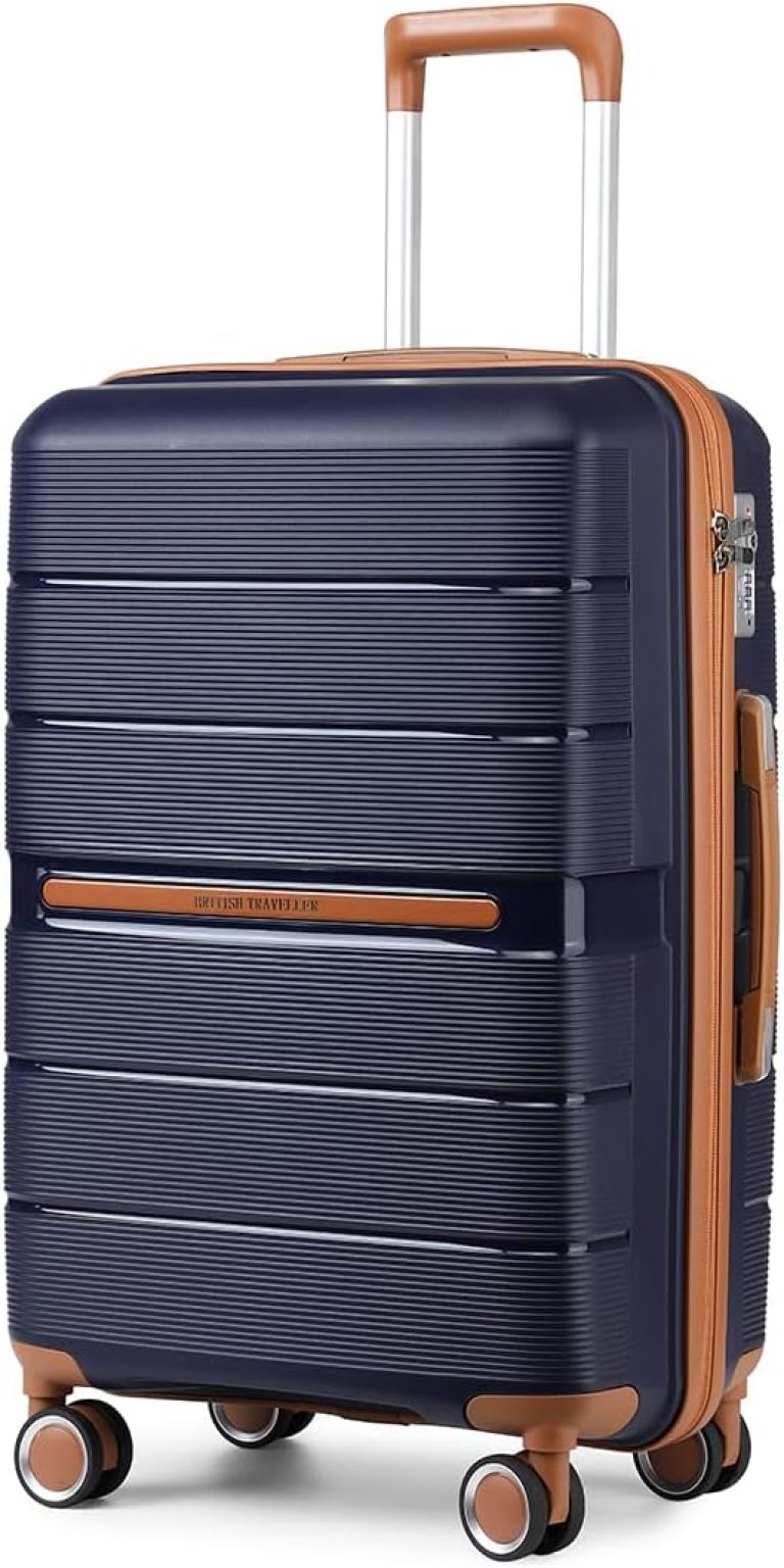 British Traveller Valise Cabine Rigide en Polypropylène 56x37x22cm, 4 Roulettes et Serrure TSA