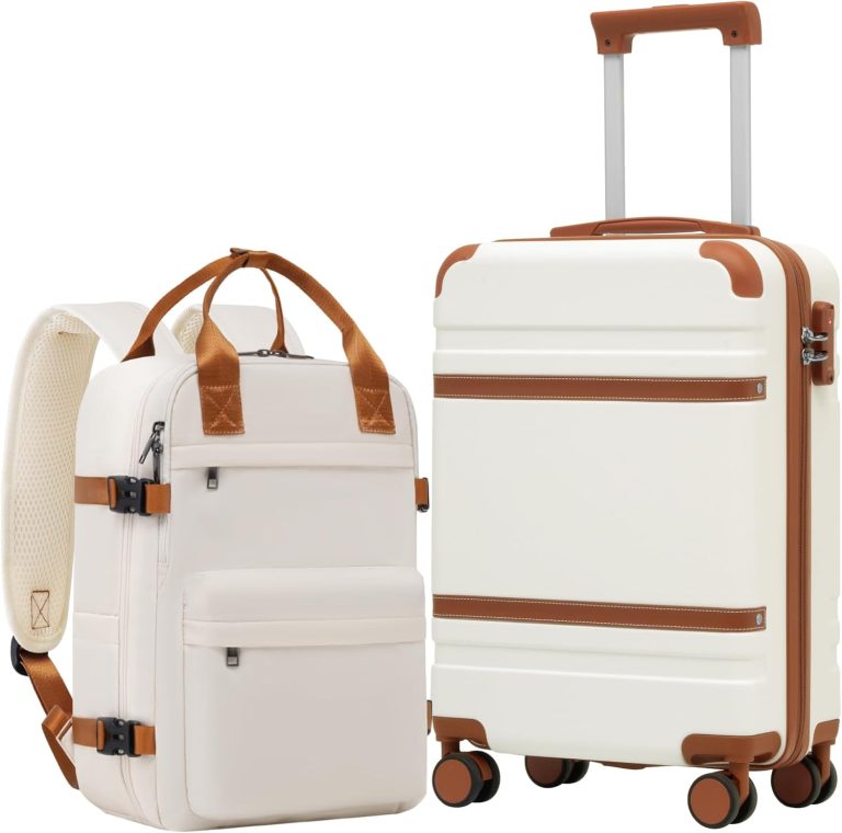 COOLIFE Ryanair Valise Cabine 55x35x20cm et EasyJet Bagage Cabine 40x30x20 | PC+ABS Rigide, Serrure TSA, 4 roulettes jumelées – Idéal pour week-ends, courts séjours & voyages en famille