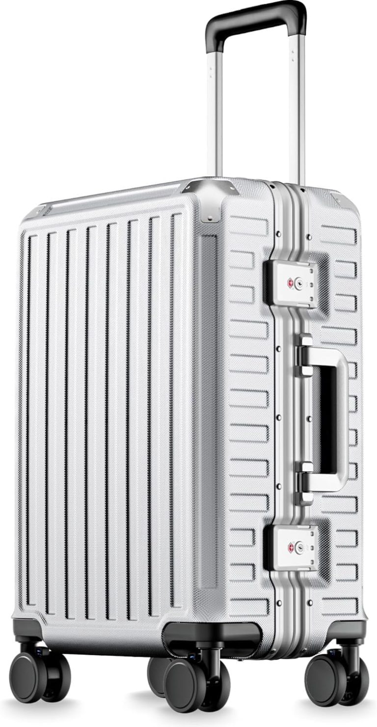 LUGGEX Valise Cabine avec Cadre en Aluminium, 100% PC, Sans Fermeture Éclair, Serrure TSA, 55,8 x 37 x 24 cm