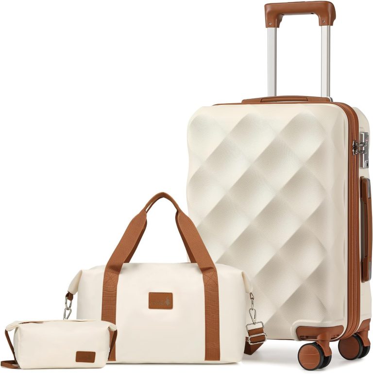Sea choice Valise Cabine Rigide Motif Losanges Valises Soute en ABS Rigide Trolley Bagage a Main avec Serrure TSA 8 Roues Multidirectionnelles Élégant 55x36x22cm